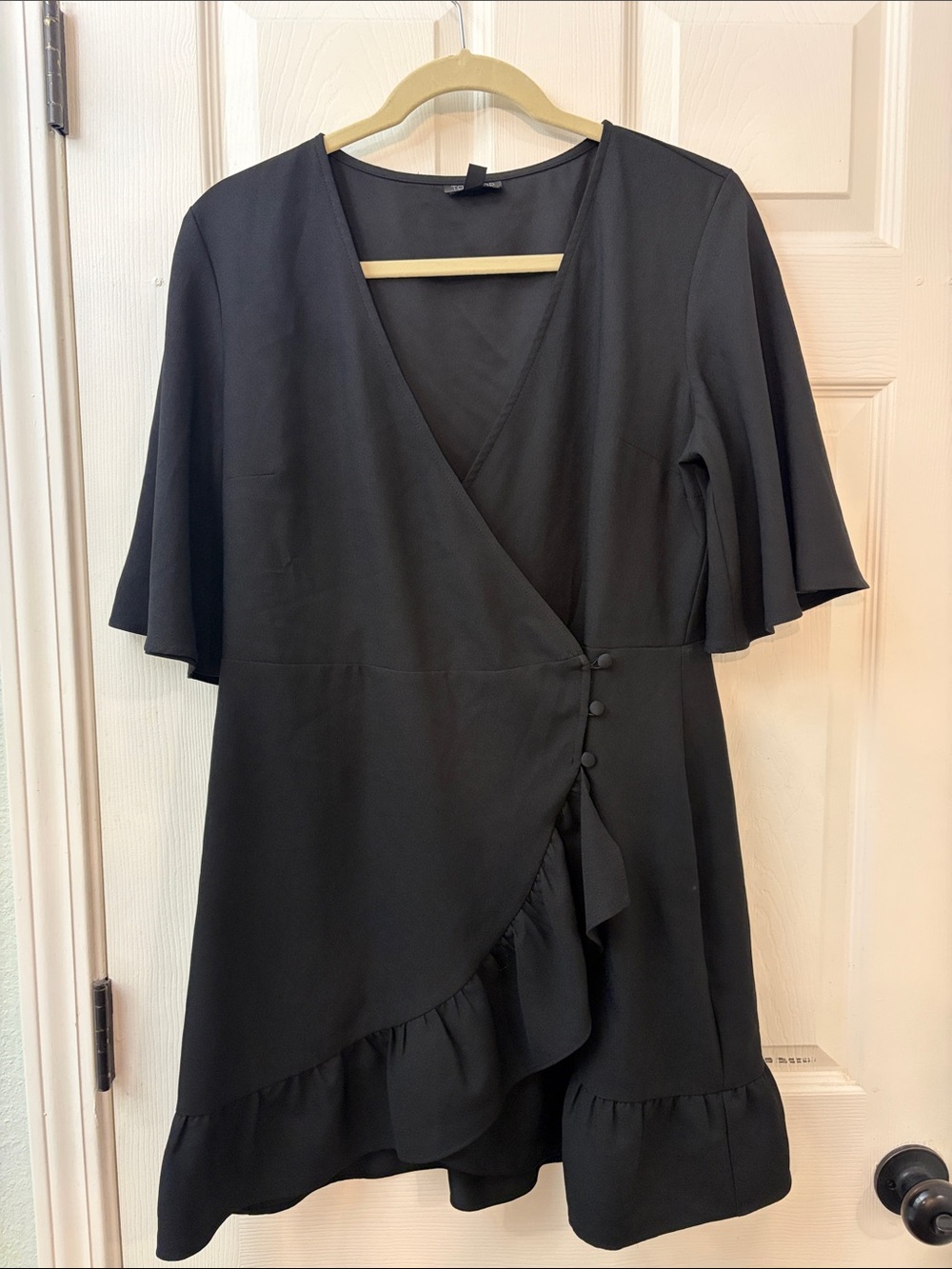 Topshop Black Ruffle Wrap Mini Dress